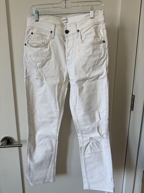 Hudson Jeans White Button-Fly Skinny Jeans
